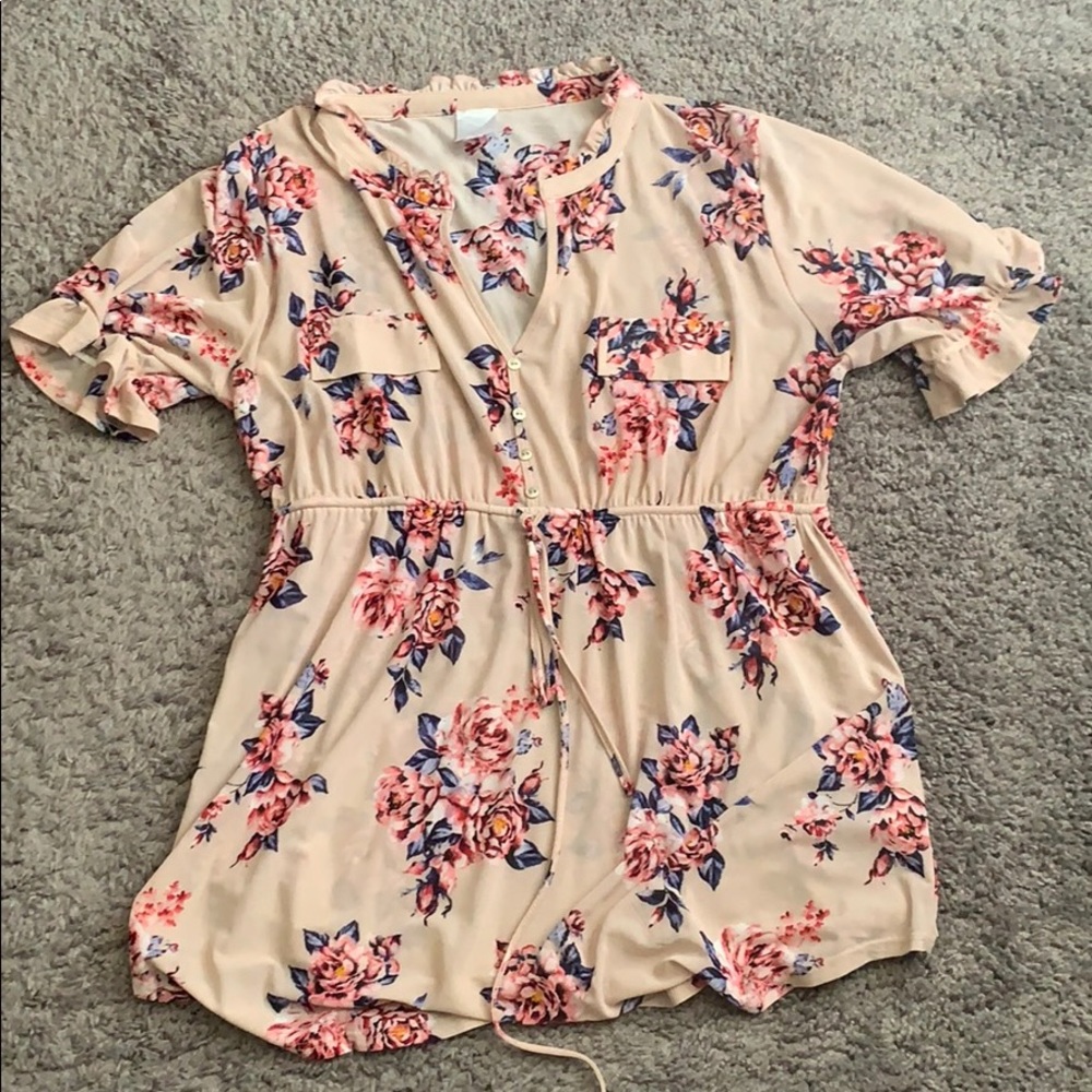 Serenity floral maternity top with ruffles and tie